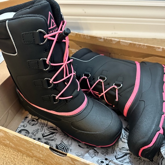 Black and Pink Winter Boots - Picture 1 of 4
